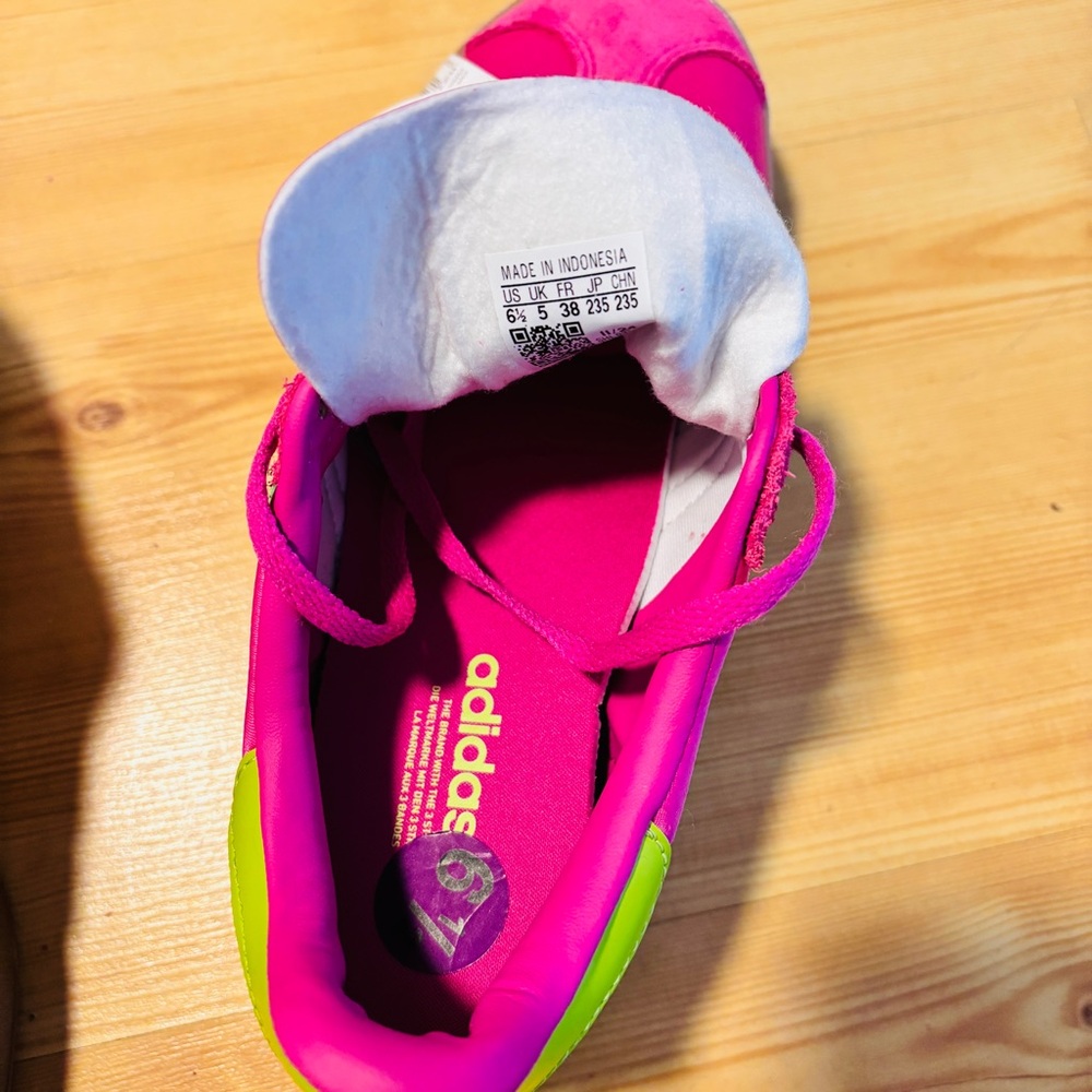 Adidas Gazelle Bold Womens Size 6.5 Shoes Sneakers Slime Fuchsia Pink Green NEW - Picture 7 of 10
